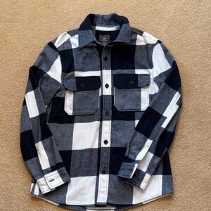 Navy and White H&M shacket.